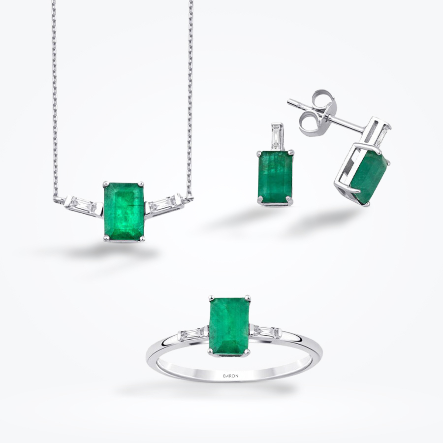 2.47 Karat Pırlanta Zümrüt Set - Baroni Diamond