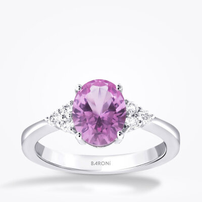 2.48 Karat Pırlanta Pembe Safir Yüzük - 1