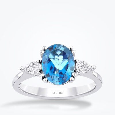 2.51 Karat Pırlanta Blue Topaz Yüzük - 1