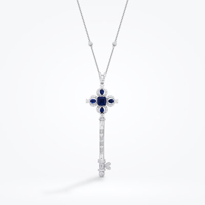 2.53 Karat Pırlanta Safir Anahtar Kolye - Baroni Diamond (1)