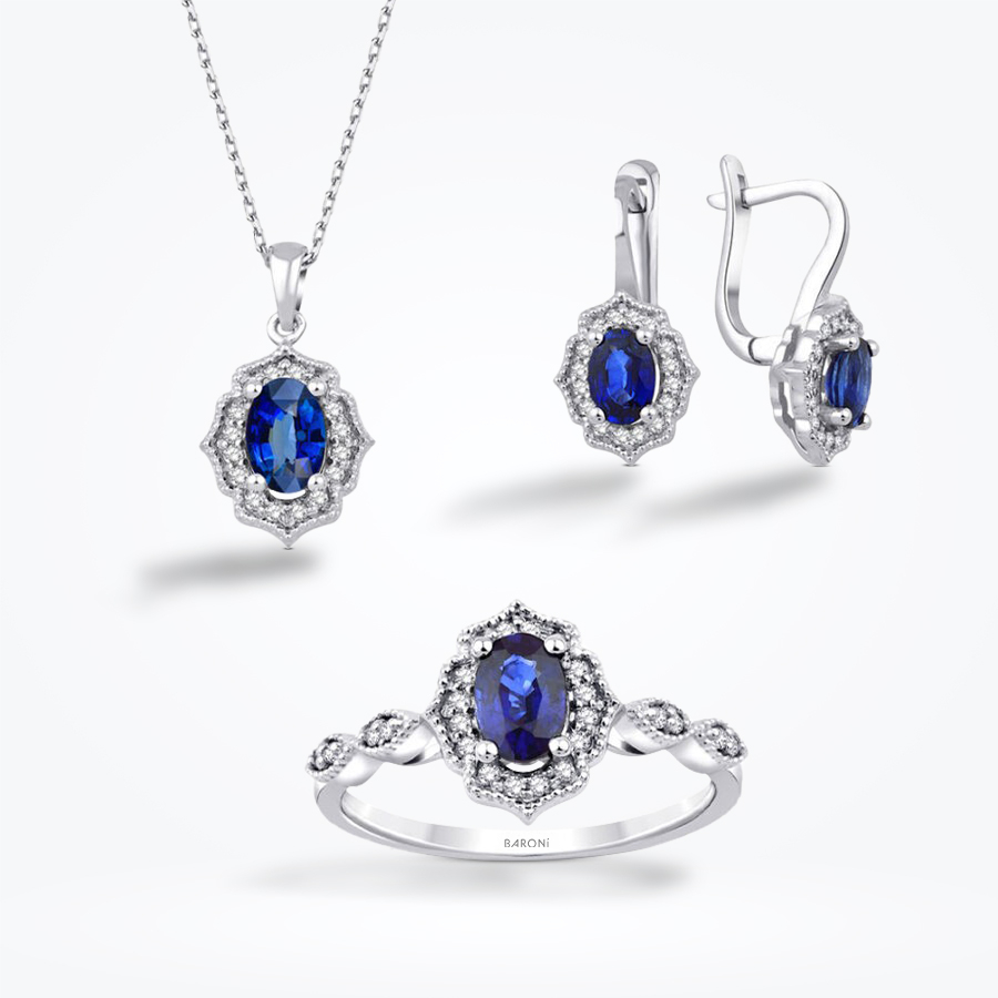 2.55 Karat Pırlanta Safir Set - Baroni Diamond