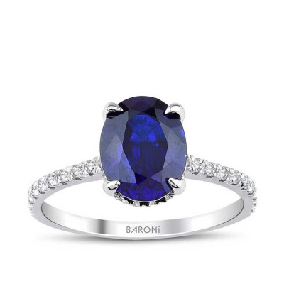 2.56 Karat Pırlanta Safir Yüzük - 1