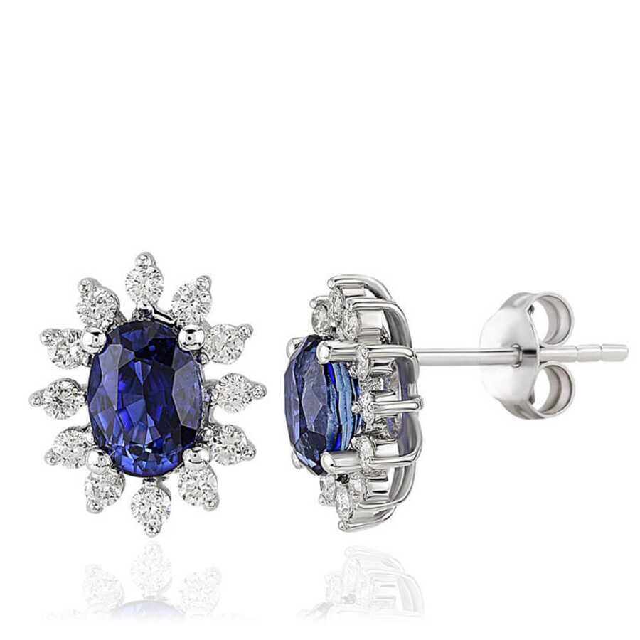 2.57 Karat Pırlanta Safir Küpe