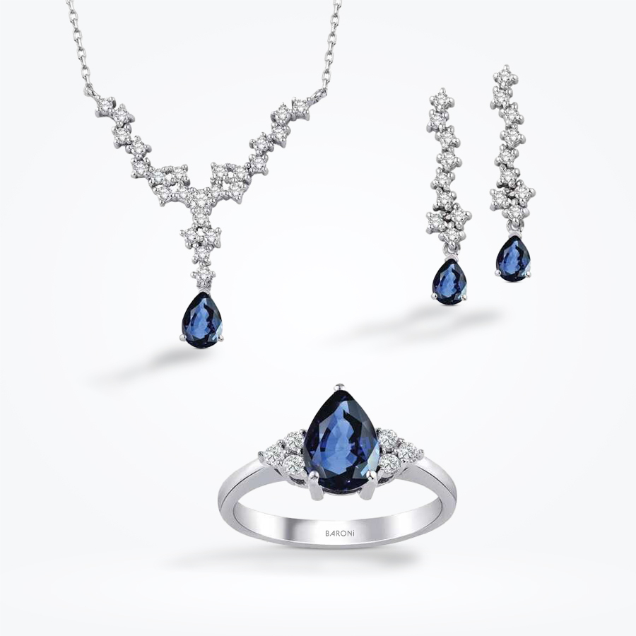2.58 Karat Pırlanta Safir Set - Baroni Diamond