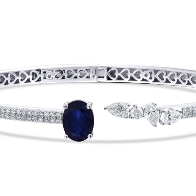 2.63 Karat Pırlanta Safir Kelepçe - 2