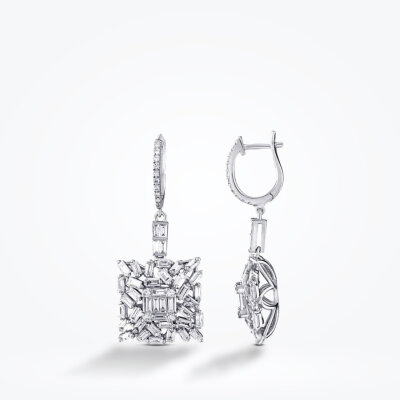 2.65 Karat Pırlanta Baget Küpe - 1