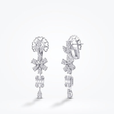 2.66 Karat Pırlanta Baget Küpe - 1