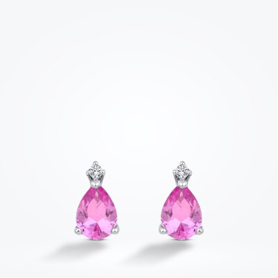 2.66 Karat Pırlanta Pembe Safir Küpe - 2