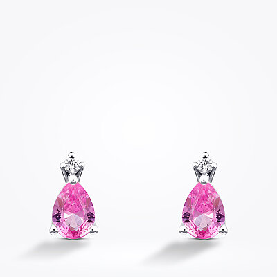 2.66 Karat Pırlanta Pembe Safir Küpe - 2
