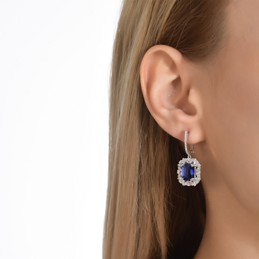 2.70 Karat Pırlanta Safir Küpe