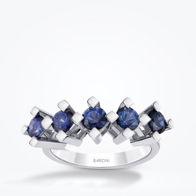 2.71 Karat Pırlanta Beştaş Safir Yüzük - 1