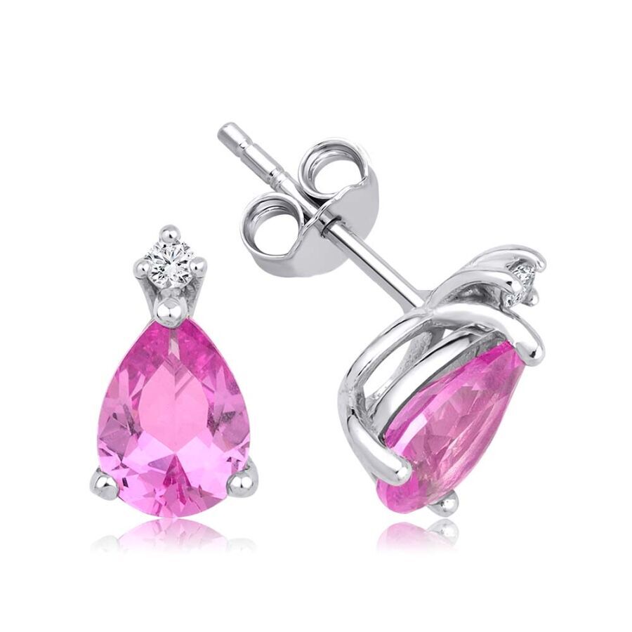 2.72 Karat Pırlanta Pink Safir Taşlı Küpe