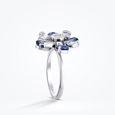 2.73 Karat Pırlanta Baget Safir Yüzük - 2