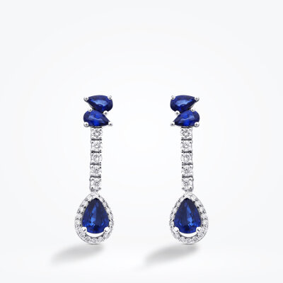 2.82 Karat Pırlanta Safir Küpe - 2