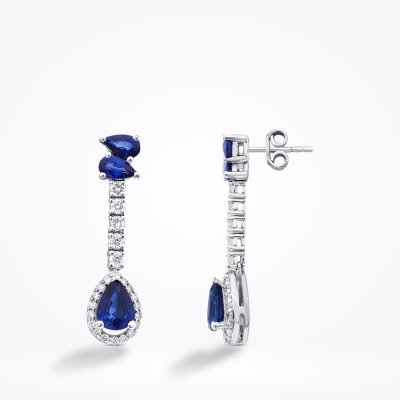 2.82 Karat Pırlanta Safir Küpe - Baroni Diamond