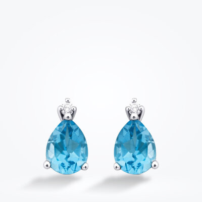 2.88 Karat Pırlanta Blue Topaz Küpe - 2
