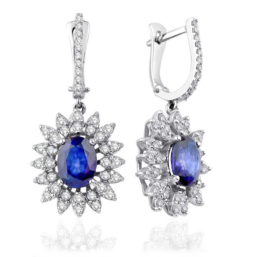 2.90 Karat Pırlanta Safir Küpe - Baroni Diamond