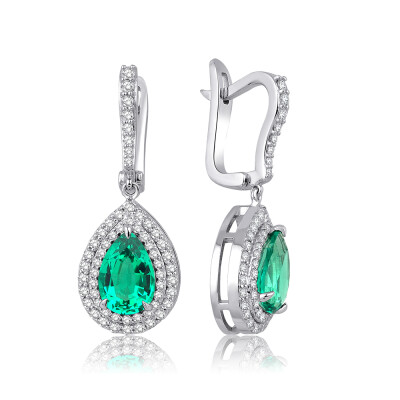 2.97 Karat Pırlanta Renkli Taşlı Küpe 
