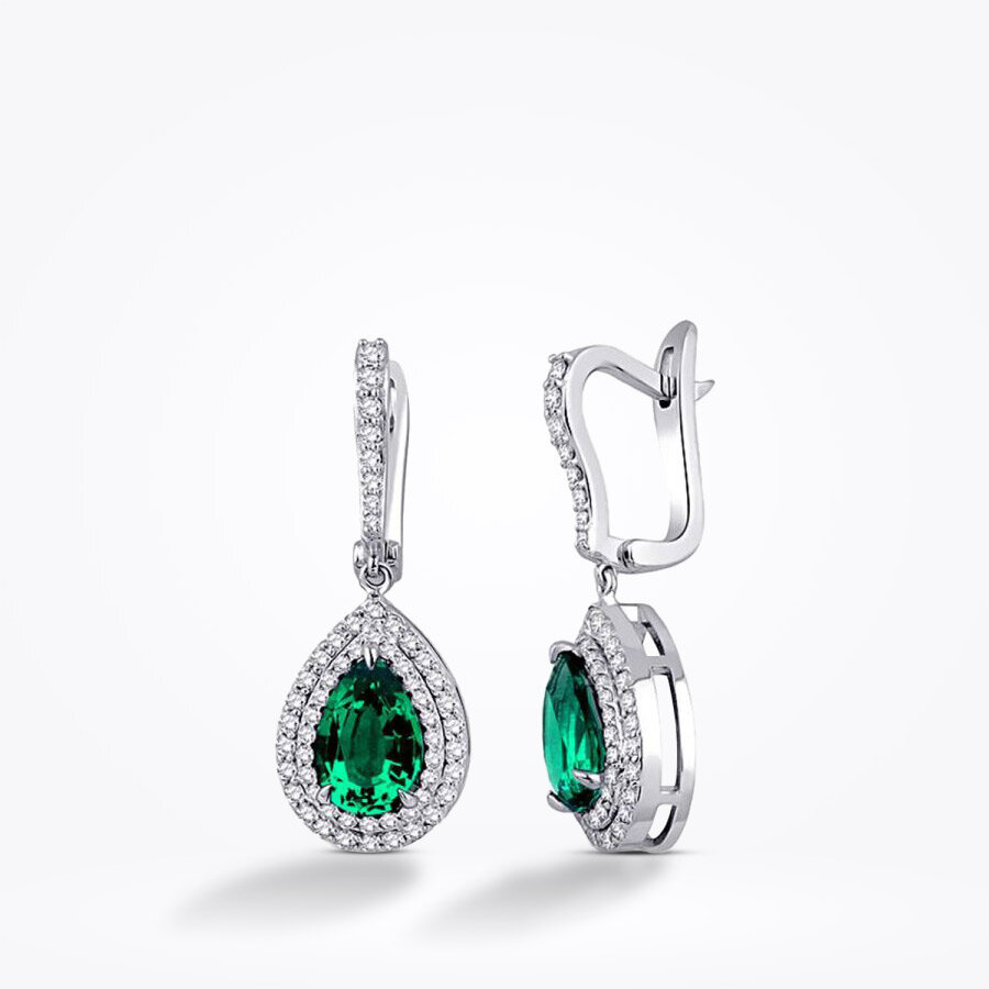 2.99 Karat Pırlanta Renkli Taşlı Küpe - Baroni Diamond