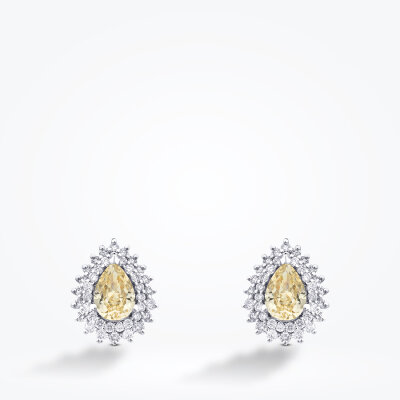 3.64 Karat Pırlanta Fancy Damla Küpe - 2