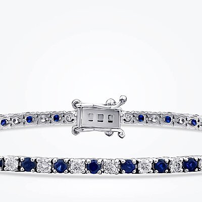 3.79 Karat Pırlanta Safir Bileklik - 2