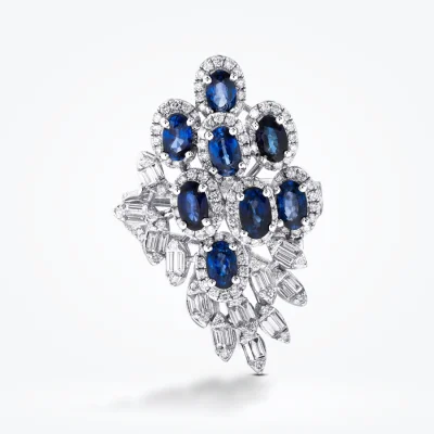 3.99 Karat Pırlanta Safir Yüzük - 1