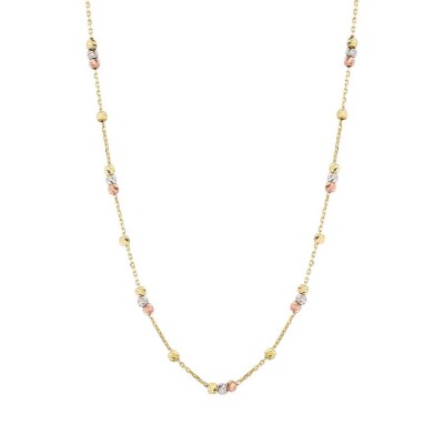 Altın 3 Renk Toptop Zincir Kolye - Baroni Diamond (1)