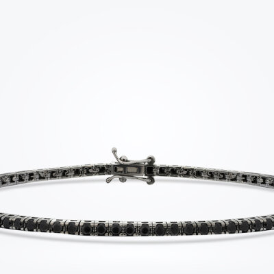 3.04 Karat Siyah Taşlı Erkek Su Yolu Bileklik - 2
