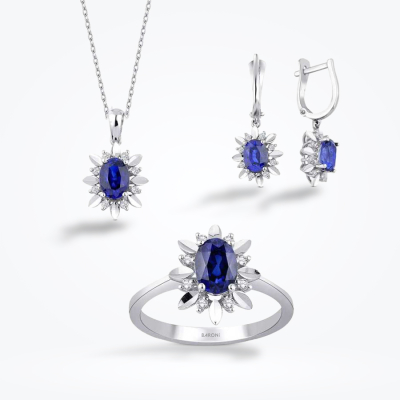 3.06 Karat Pırlanta Safir Set 