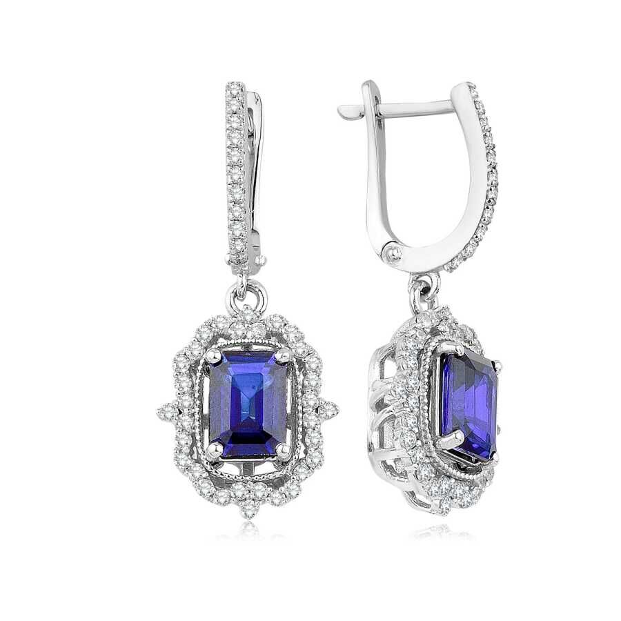 3.07 Karat Pırlanta Safir Küpe