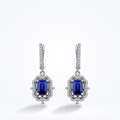 3.07 Karat Pırlanta Safir Küpe - 2