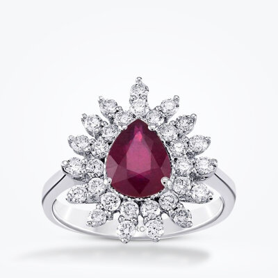 3.07 Karat Pırlanta Yakut Yüzük - 1