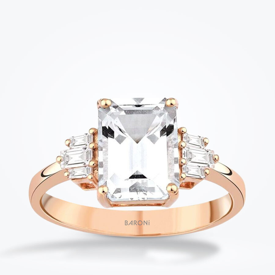 3.08 Karat Pırlanta Topaz Yüzük