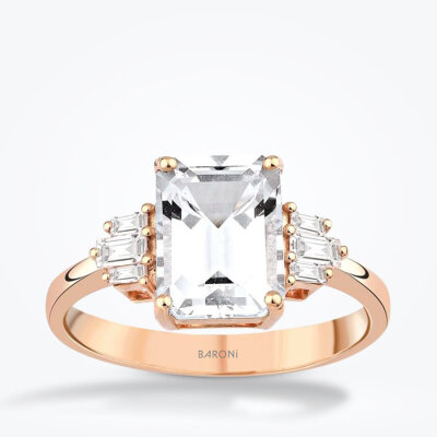 3.08 Karat Pırlanta Topaz Yüzük - 1