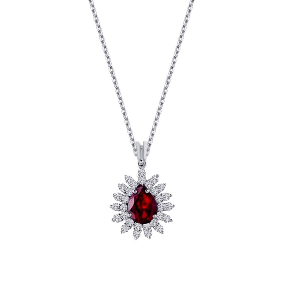3.12 Karat Pırlanta Yakut Damla Kolye - Baroni Diamond