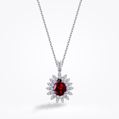 3.12 Karat Pırlanta Yakut Damla Kolye - Baroni Diamond (1)