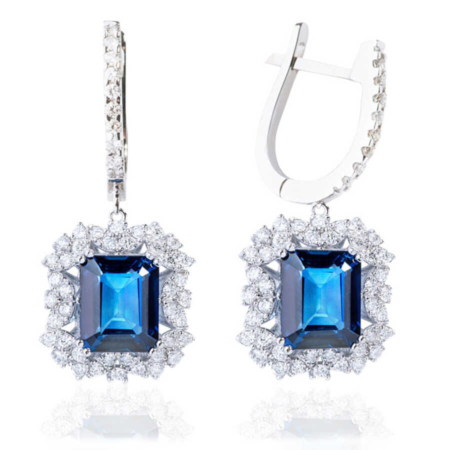 3.18 Karat Pırlanta Baget Safir Küpe