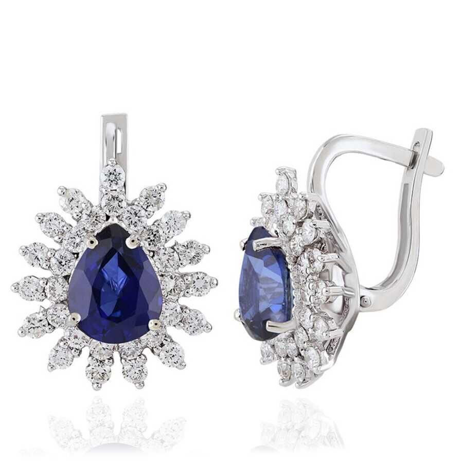 3.29 Karat Pırlanta Safir Küpe