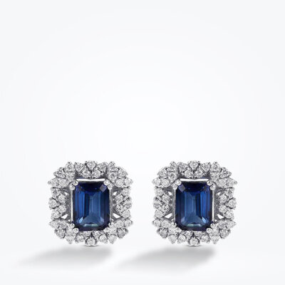 3.31 Karat Pırlanta Safir Küpe - Baroni Diamond (1)