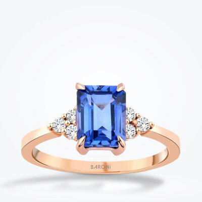 3.35 Karat Pırlanta Safir Yüzük - 1