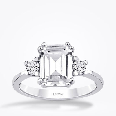 3.40 Karat Pırlanta Topaz Yüzük - 1