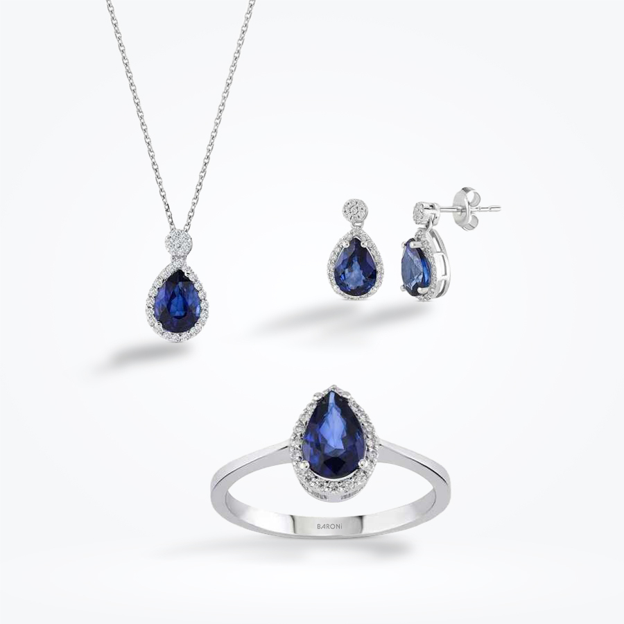 3.41 Karat Pırlanta Safir Set - Baroni Diamond