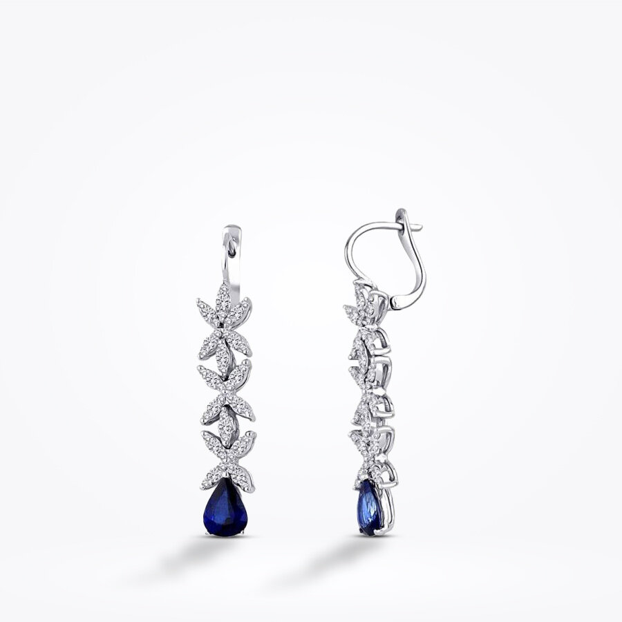 3.51 Karat Pırlanta Safir Küpe
