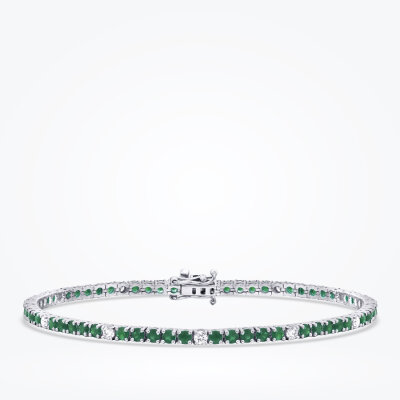 3.62 Karat Pırlanta Zümrüt Bileklik - 1