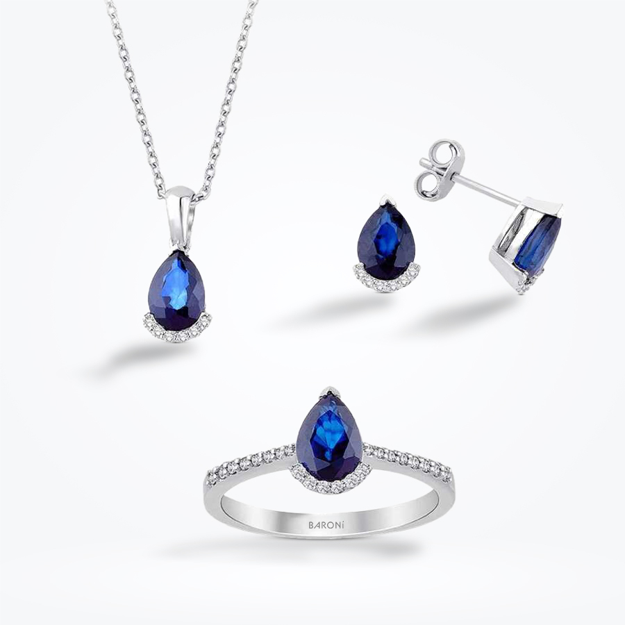 3.65 Karat Pırlanta Safir Set - Baroni Diamond