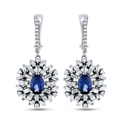 3.66 Karat Pırlanta Safir Küpe - Baroni Diamond