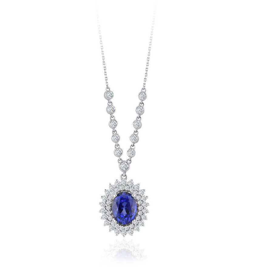 3.68 Karat Pırlanta Safir Kolye