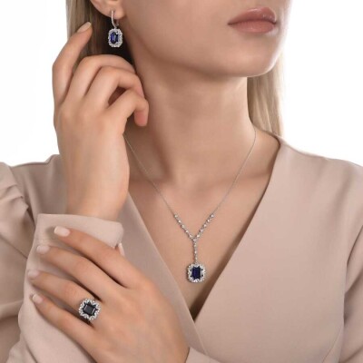 3.88 Karat Pırlanta Safir Kolye - 2