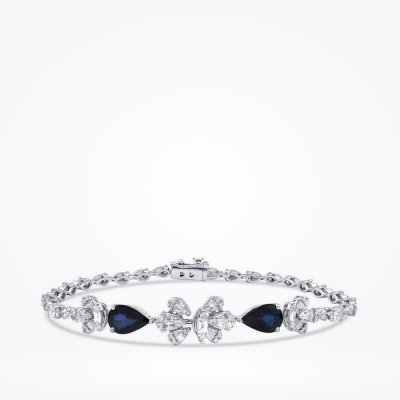 3.95 Karat Pırlantalı Safir Bileklik - 1