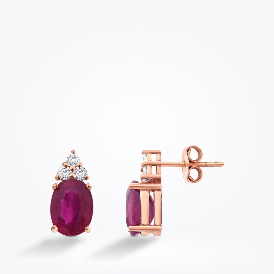 3.96 Karat Pırlanta Yakut Küpe - Baroni Diamond